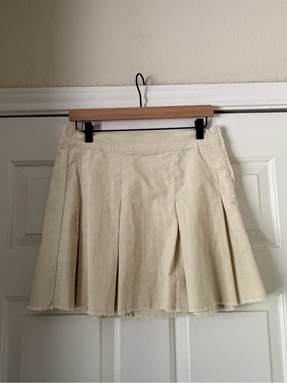 Chelsea & Violet Cream Corduroy Pleated Skirt